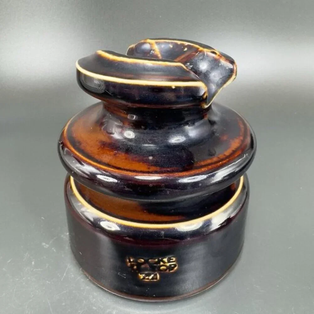Vintage Locke 1977 Porcelain Brown Ceramic Insulator Large Heavy Stoneware‎ Vtg